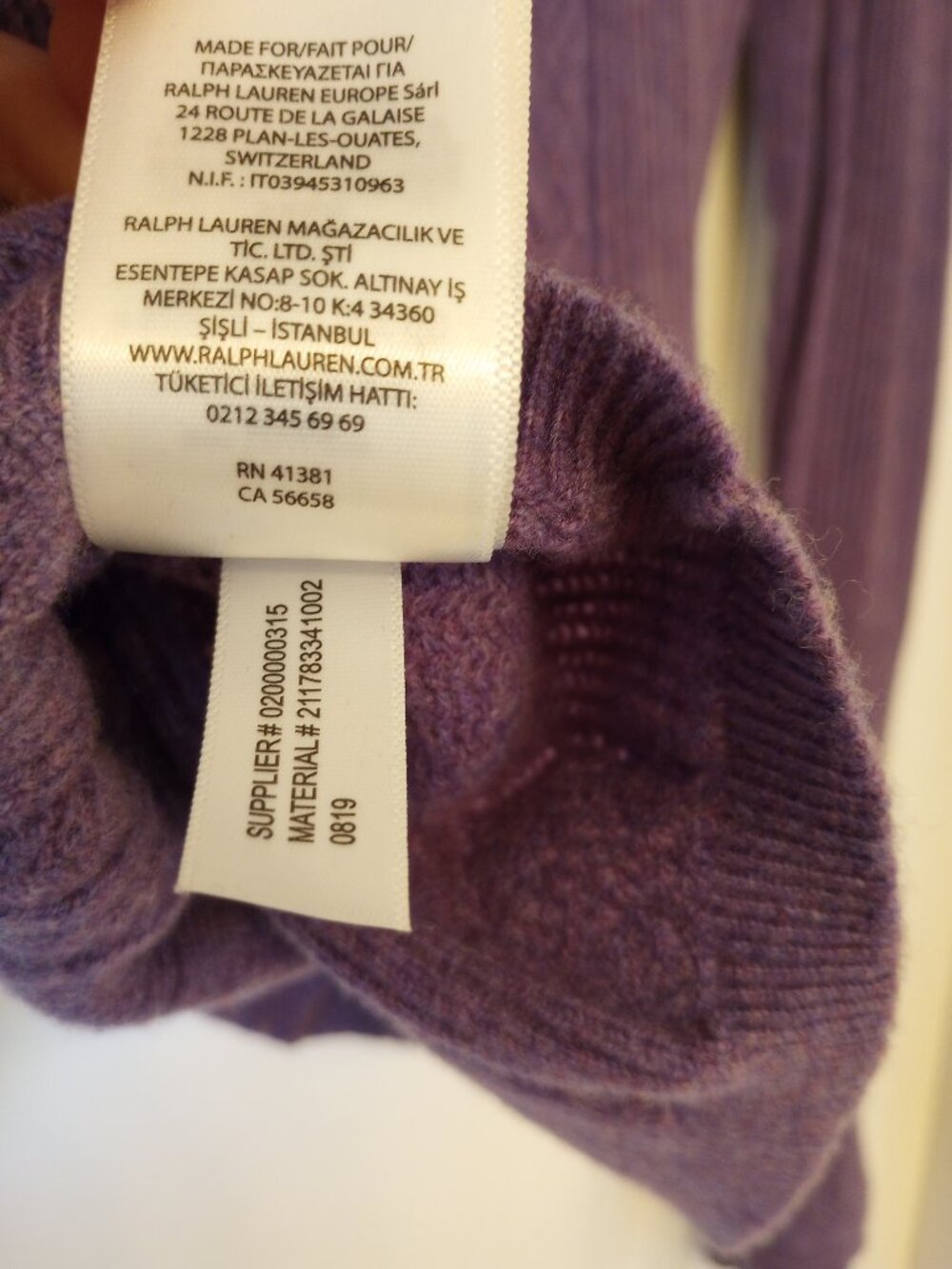 Polol Ralph Lauren Purple Ruffle Mock Neck Sweater - Picture 7 of 7